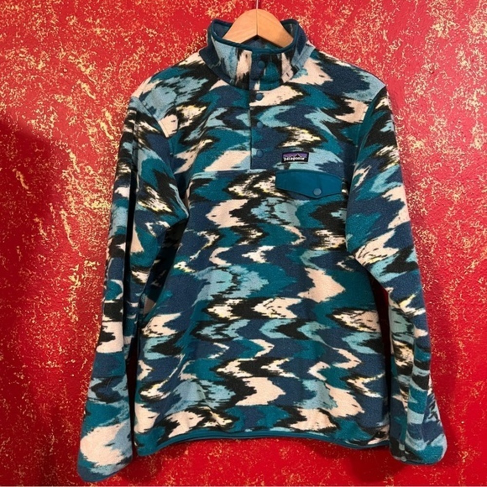 PATAGONIA ELWHA TROUT SYNCHILLA Aztec Tribal Southwestern Fleece Jumper Jacket